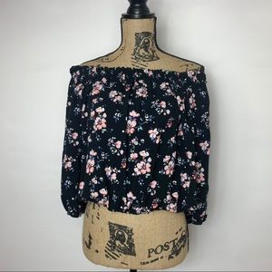Forever 21 flower off shoulder top L